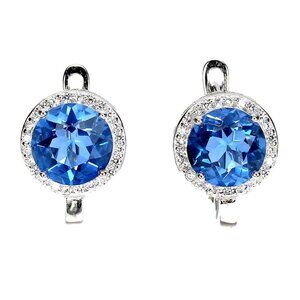 925 Sterling Silver Earrings Round Fluorite 9mm Natural Gemstone Jewelry